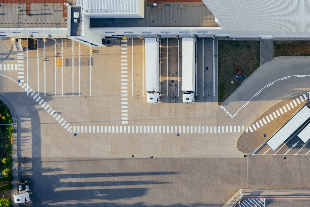 truck parking lot from above