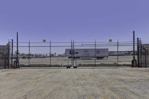 trailer inside of a truck parking lot