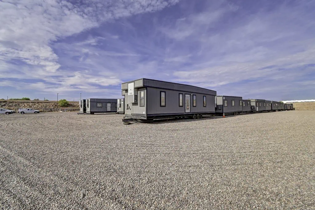 contractors yard with a container